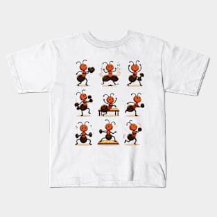 funny ants gym cardio fitness workout Kids T-Shirt
